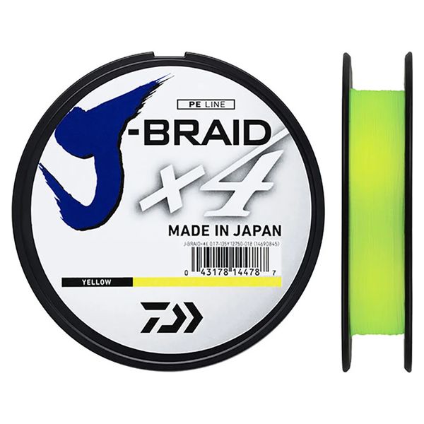 Шнур Daiwa J-Braid X4 135m 0.07mm 2.6kg 6lb yellow (12740-007) 12740-007 фото