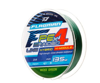 Шнур Flagмan PE Hybrid F4 135м мossGreen 0.10мм. 4.6кг/10Lb (26135-010) 92228 фото