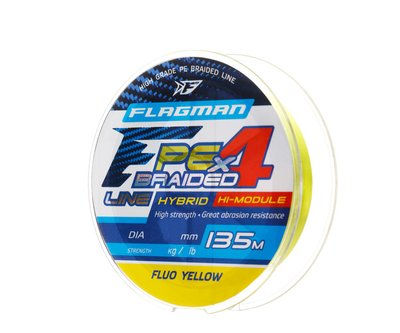 Шнур Flagмan PE Hybrid F4 135м FluoYellow 0.06мм. 2.7кг/6Lb (27135-006) 92235 фото