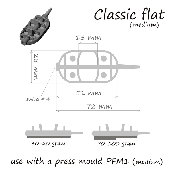 Годівниця ORANGE Classic Flat Method з вертлюгом № 4, 90 гр. (DF190) DF190 фото