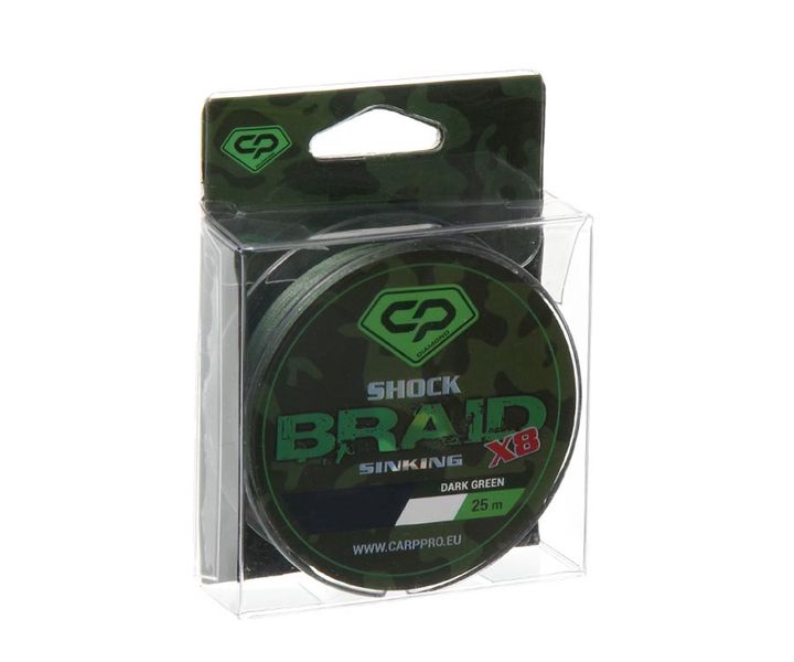 Шок-лідер Carp Pro Shock Braid PE X8 0.16мм 25м Dark Green (CP1625-8-25) 85724 фото