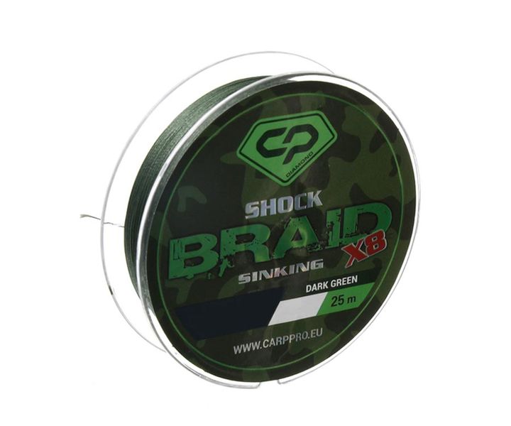 Шок-лідер Carp Pro Shock Braid PE X8 0.16мм 25м Dark Green (CP1625-8-25) 85724 фото