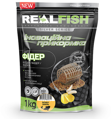 Прикормка Real Fish Фідер (Бісквіт-ваніль) 1кг (RF-915) RF-915 фото