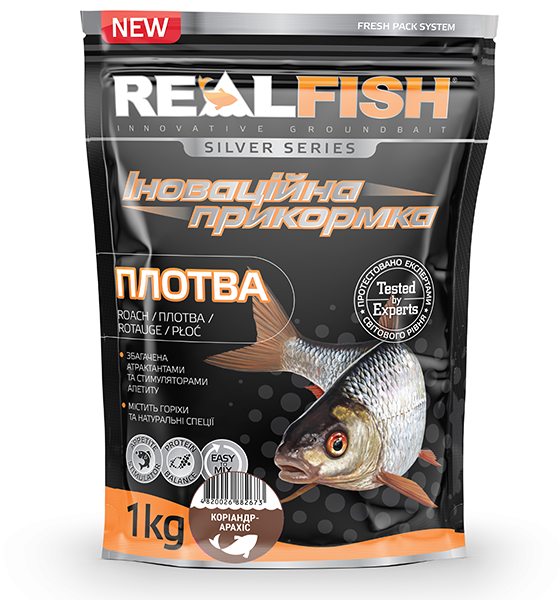 Прикормка Real Fish Плотва (Коріандр-арахіс) 1кг (RF-908) 85744 фото