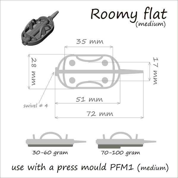 Годівниця ORANGE Roomy Flat Method з вертлюгом № 4, 90 гр. (DF590) DF590 фото